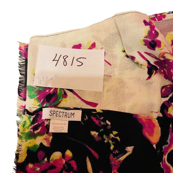 #4815 SPECRUM Black multi color Rayon scarf 38x21 - Picture 5 of 5
